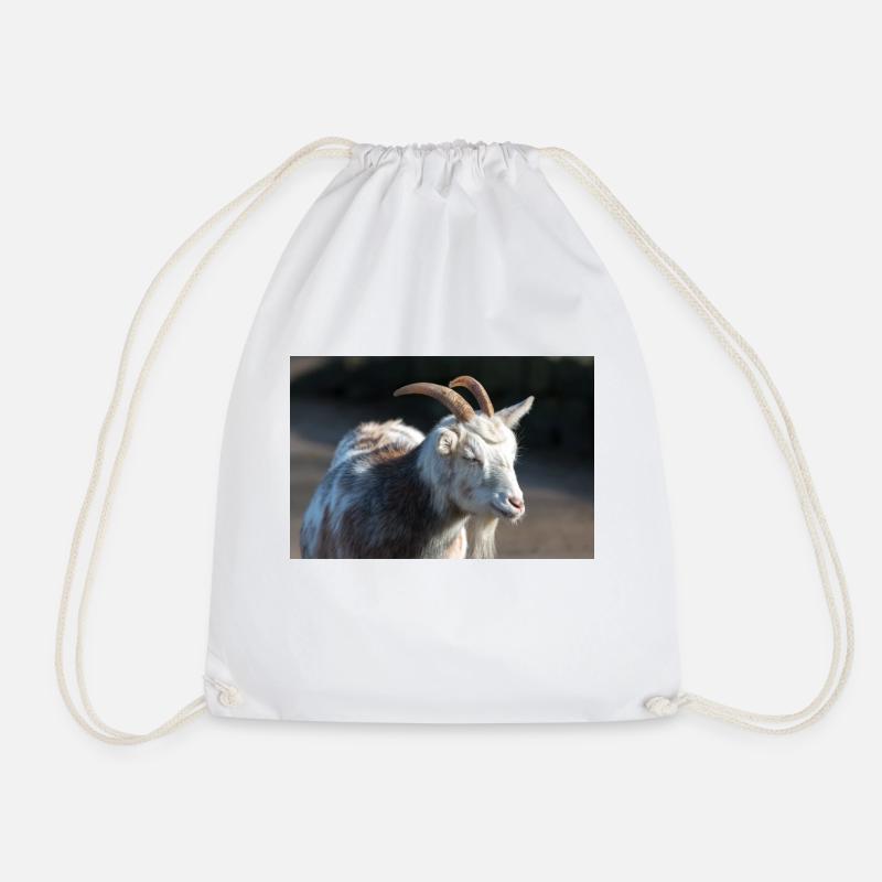 Dwarf Goat or Miniature Goat Zwergziege - Drawstring Bag - white