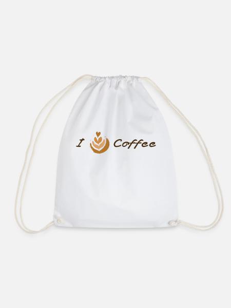 I LOVE COFFEE - Ich liebe Kaffe - Turnbeutel - Weiß