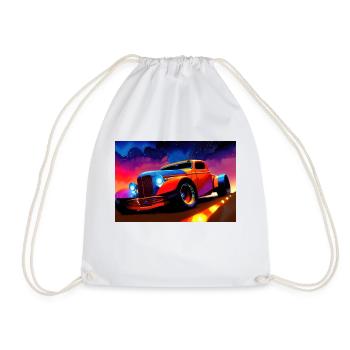 Hot Rod sports car at sunset - Drawstring Bag - white - Front