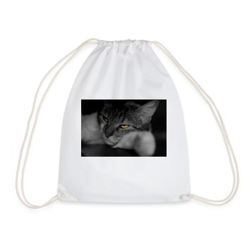The cat with the terrible look - Drawstring Bag - white - Front