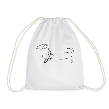 Dackel Zeichnung Hund Geschenk - Turnbeutel - Weiß - Vorne