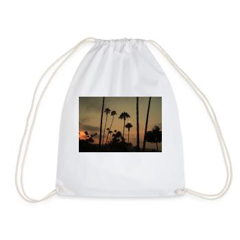 Palm trees in silhouette at sunset with full moon - Drawstring Bag - white - Front