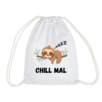 Chill Mal - Lustiges Faultier Geschenk - Turnbeutel - Weiß - Vorne