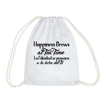 Happiness and Tea design - Anglais et espagnol - Sac de sport léger - blanc - Devant