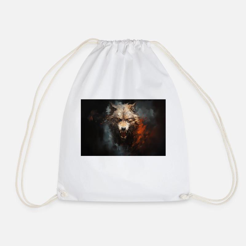 Bozkurt - gray wolf - Drawstring Bag - white