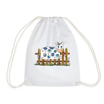 Cow - Drawstring Bag - white - Front