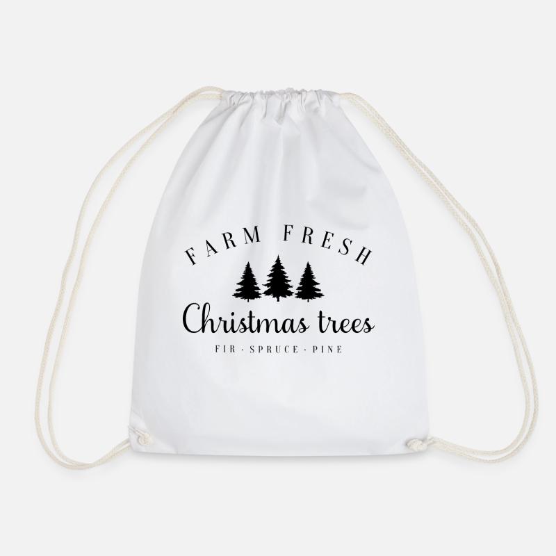 Festive Christmas sweater with Christmas tree - Drawstring Bag - white