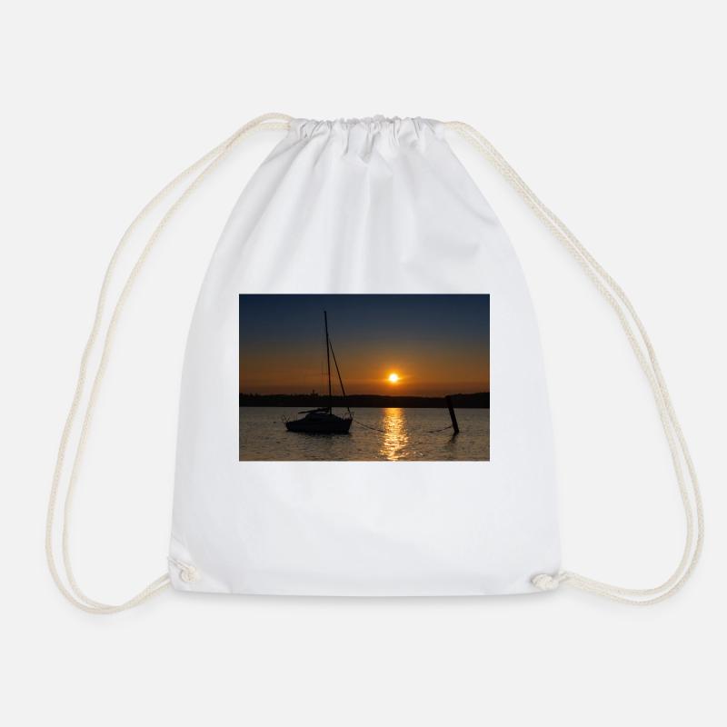 Sunset at Lake Ammersee - Drawstring Bag - white
