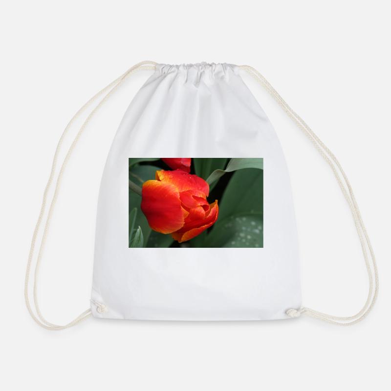 RED TULIP - Drawstring Bag - white