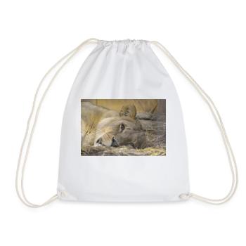 sleepy lioness CSC 0775 - Drawstring Bag - white - Front