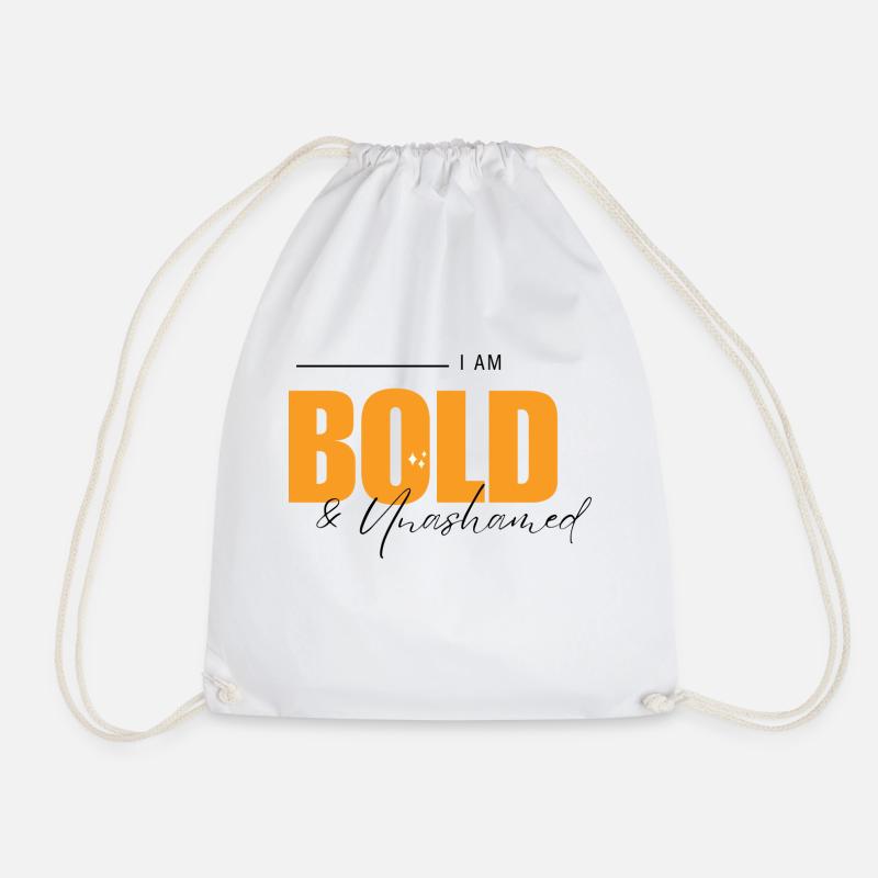 Bold and Unashamed in Yellow - Drawstring Bag - white