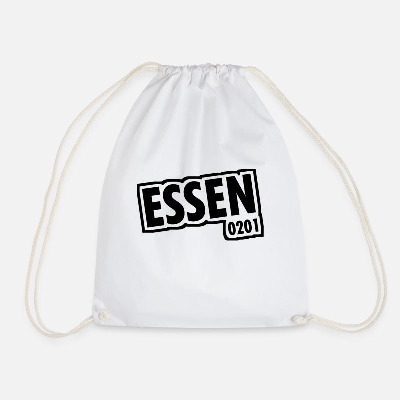 Essen - 0201 - Area Code - Slogan - Drawstring Bag - white