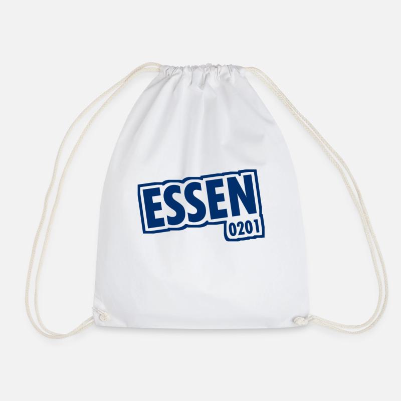 Essen - 0201 - Area Code - Slogan - Drawstring Bag - white