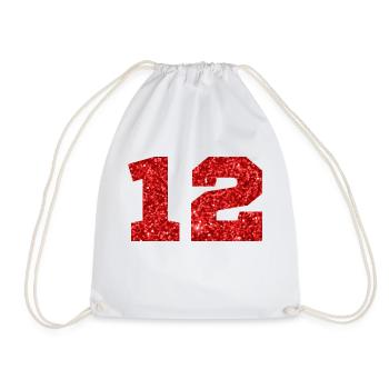 Numéro 12 paillettes rouge - 12e anniversaire - Sac de sport léger - blanc - Devant