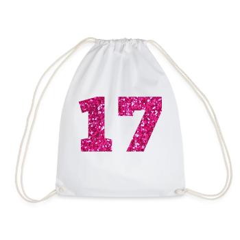 Nummer 17 Pink Glitter - 17. Geburtstag - Turnbeutel - Weiß - Vorne