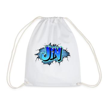 Graffiti Jin Wall Cracks Blue Bricks - Drawstring Bag - white - Front
