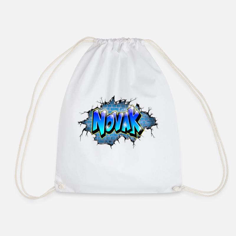 Graffiti NOVAK Risse Geburtstagsgeschenk Kind - Turnbeutel - Weiß