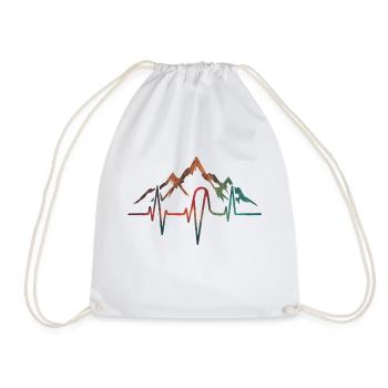 Heartbeat Mountain - Drawstring Bag - white - Front