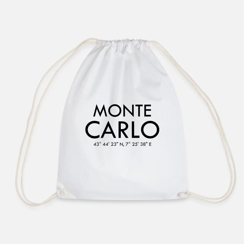 Monte Carlo Monaco Coordinates Latitude Longitude - Turnbeutel - Weiß