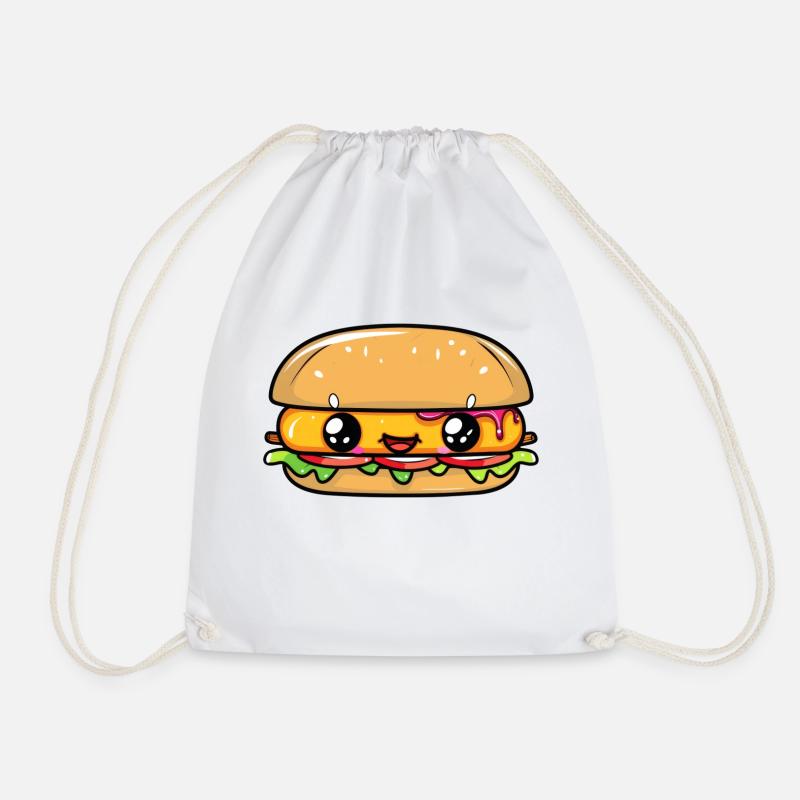 Burger with a face - Drawstring Bag - white