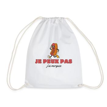 "T-shirt "Je peux pas j'ai merguez" - Sac de sport léger - blanc - Devant