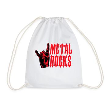 Heavy Metal Rocks Hard Rock Music Text Saying Logo - Drawstring Bag - white - Front