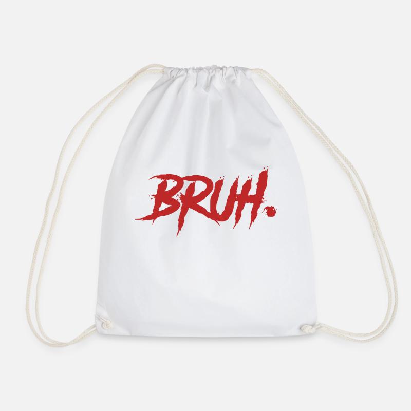 Bruh Funny Saying - Drawstring Bag - white