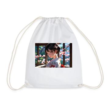Farbenfrohe Geisha in traditioneller Eleganz - Turnbeutel - Weiß - Vorne