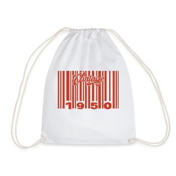 Vintage 1950's Born In 1950 75 Years Bar Code Anniversai - Drawstring Bag - white - Front