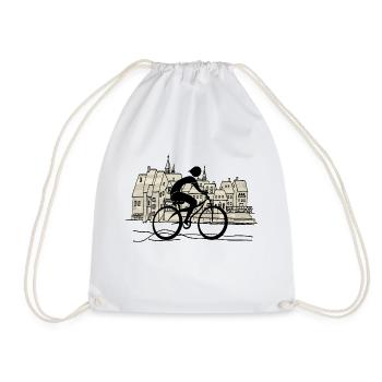 Cyclist - Drawstring Bag - white - Front