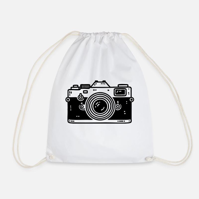 camera photographer photograph camera - Drawstring Bag - white