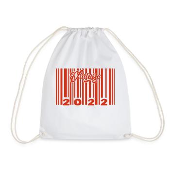 Vintage 2022 born in 2022 3 years bar code anniversair - Drawstring Bag - white - Front