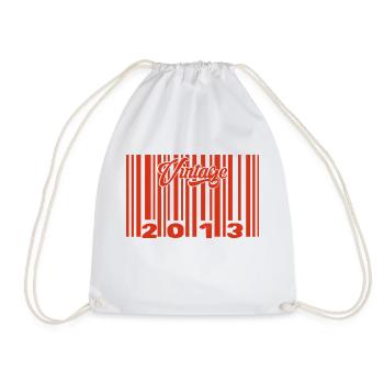Vintage 2013 Born In 2013 12 Year Old Bar Code Anniversai - Drawstring Bag - white - Front