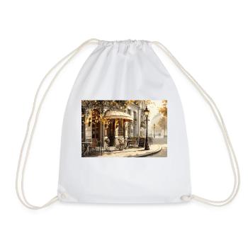 Parisian Café – Autumnal Elegance - Drawstring Bag - white - Front