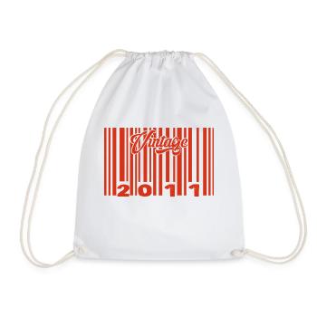 Vintage 2011 Born In 2011 14 Year Old Bar Code Anniversai - Drawstring Bag - white - Front