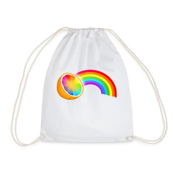 Colorful Rainbow Gradient in Fruit Orange - Drawstring Bag - white - Front