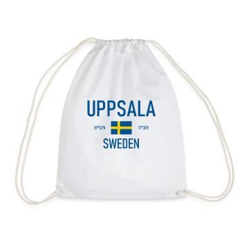 Uppsala - Sweden - Sverige - Flag Coordinates - Drawstring Bag - white - Front