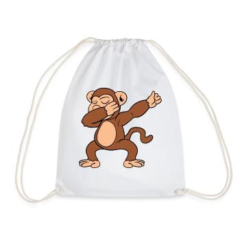 Dabbing Dab dancing monkey - Drawstring Bag - white - Front