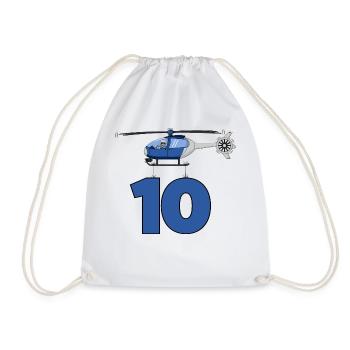 Helicopter 10th birthday - Drawstring Bag - white - Front