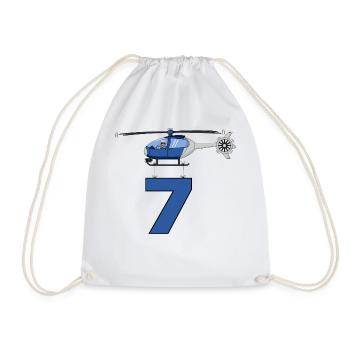 Helicopter 7th birthday - Drawstring Bag - white - Front