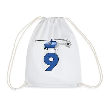 Helicopter 9th birthday - Drawstring Bag - white - Front
