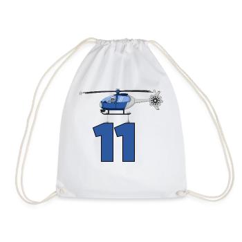 Helicopter 11th birthday - Drawstring Bag - white - Front