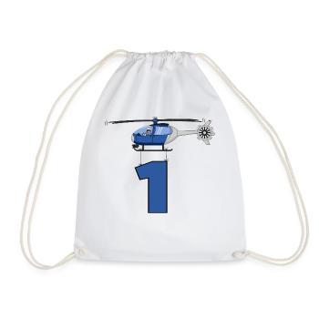 Helicopter 1st birthday - Drawstring Bag - white - Front