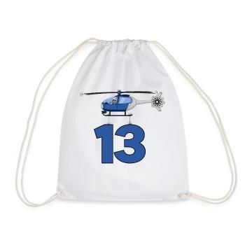 Helicopter 13th birthday - Drawstring Bag - white - Front