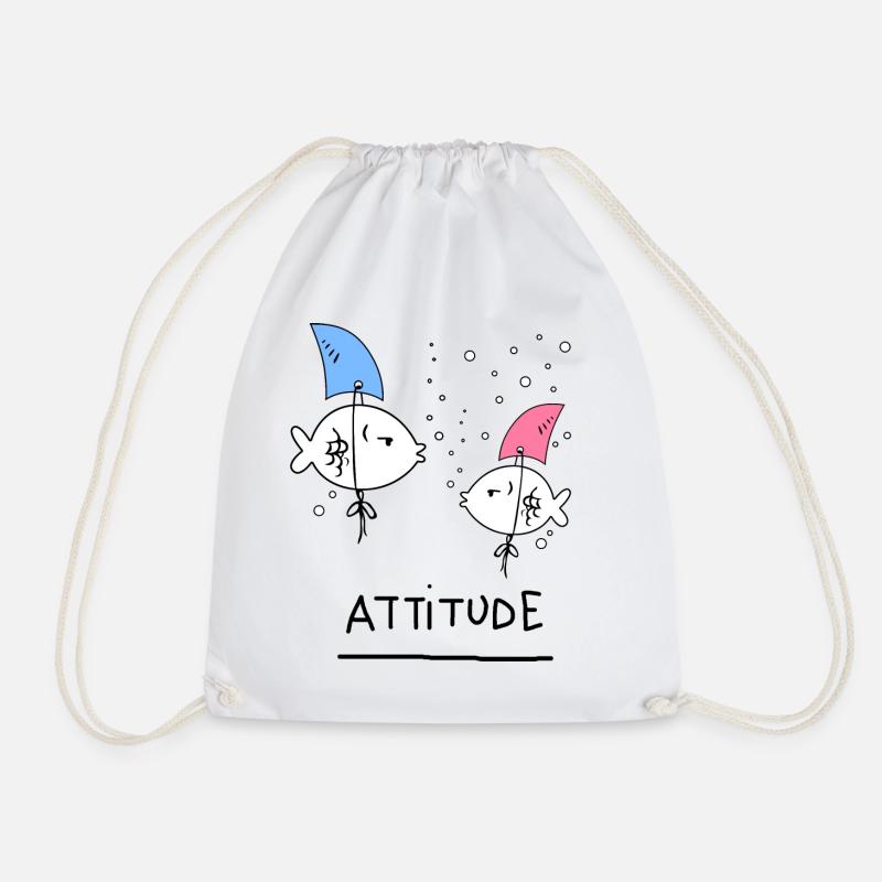 Fish Funny Animals - Drawstring Bag - white