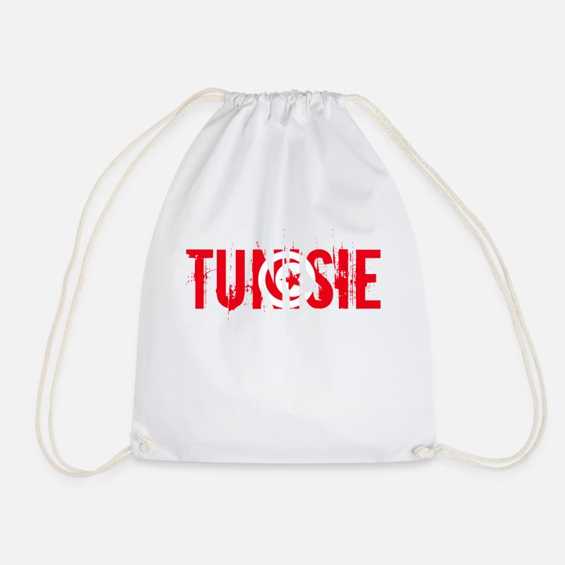 logo_flag_grunge_tunisie - Drawstring Bag - white