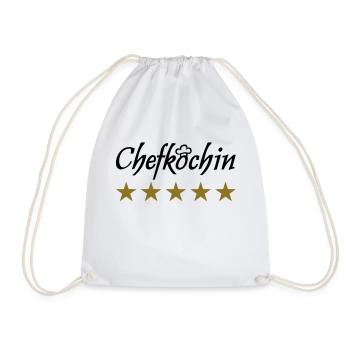 Chefköchin Köchin essen kochen Koch - Turnbeutel - Weiß - Vorne