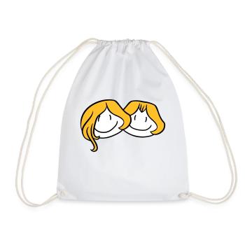 sisters head face girlfriend 2 friends team ge - Drawstring Bag - white - Front