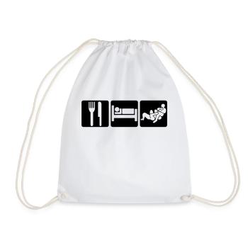eat sleep bjj 01 brazilian jiu jitsu - Drawstring Bag - white - Front
