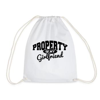 PROPERTY OF MY GIRLFRIEND - Drawstring Bag - white - Front